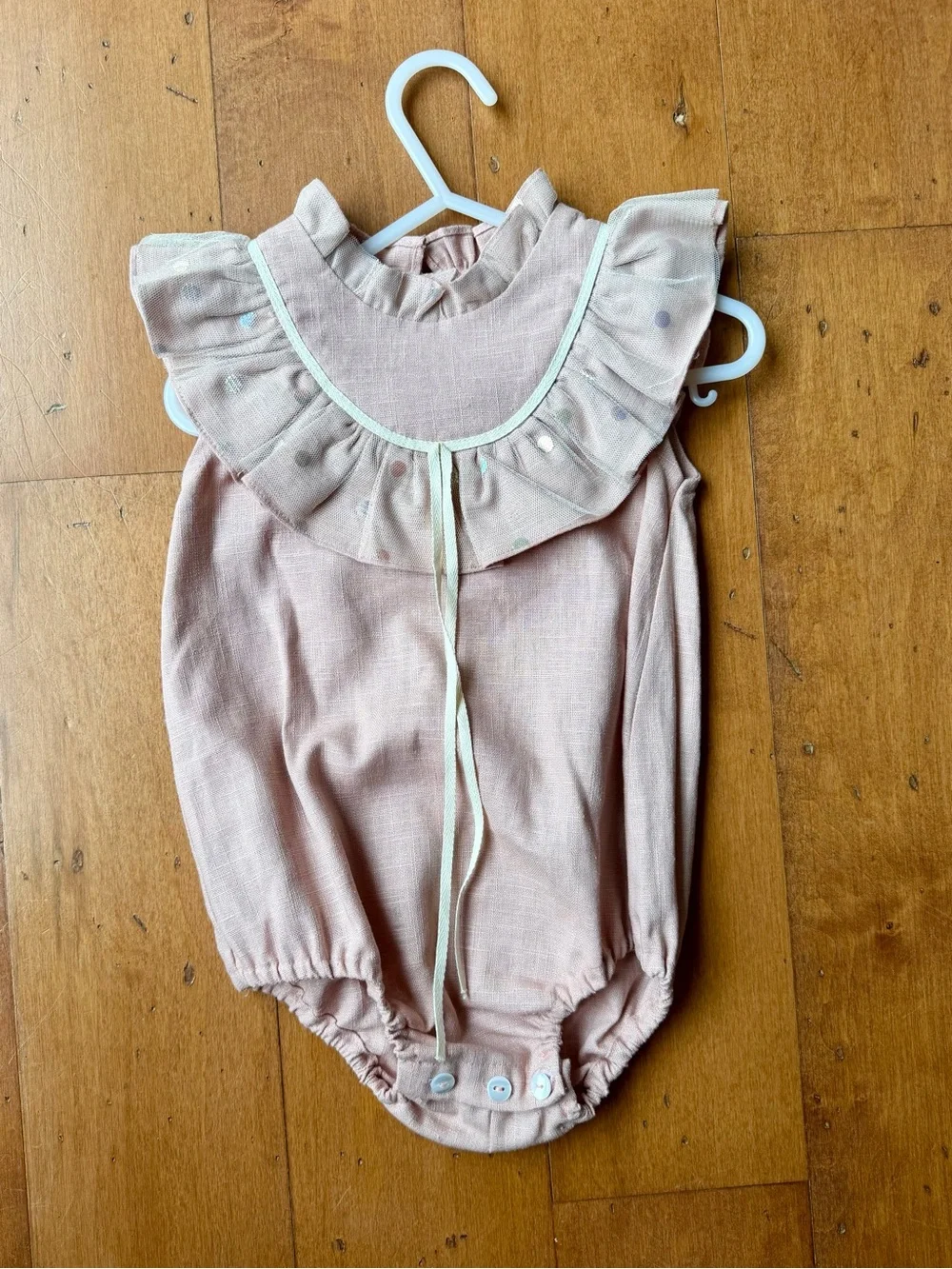 Ruffled Collar Pink Baby One-Piece Romper